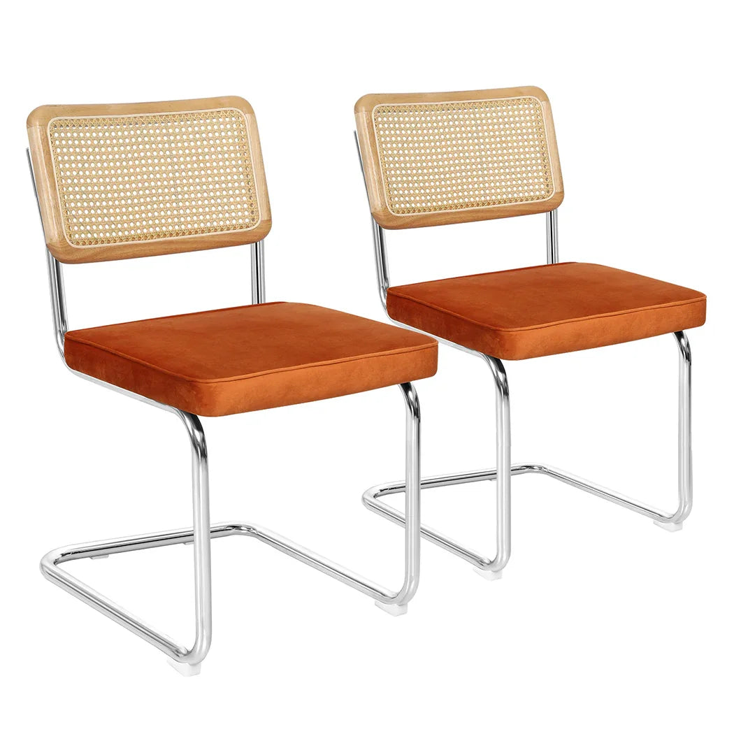 Levede 2xRattan Chair Dining Chairs Orange-2029387286231257089