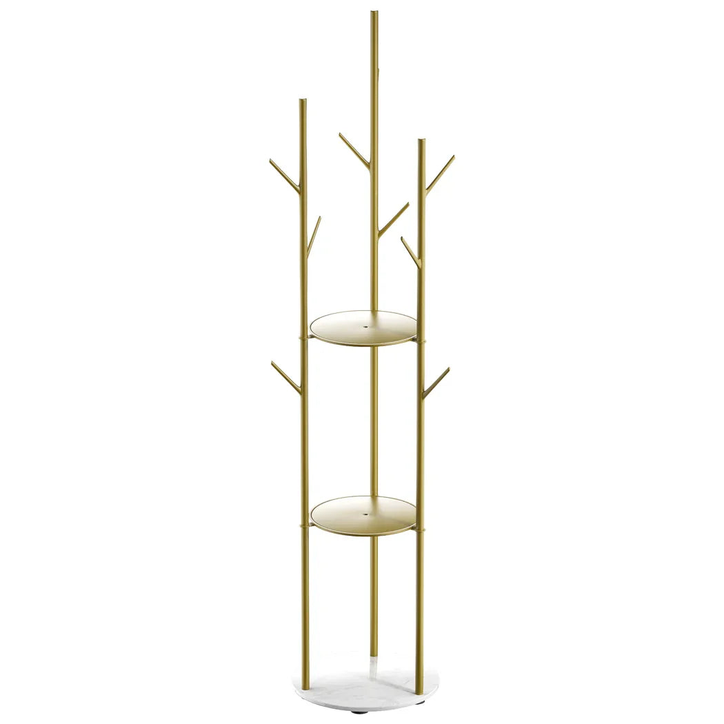 Levede Coat Rack Clothes Stand 8 Hook Organizer Gold-2018816841975205889