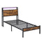 Levede Single Bed Frame LED Lights USB Charging Storage Headboard Metal Platform-2072893552618246145