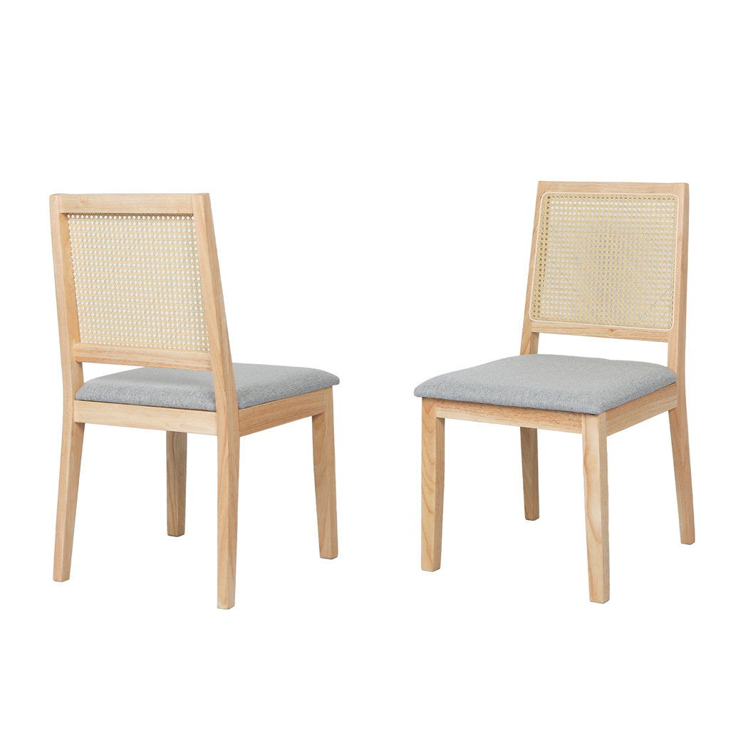 Levede 2x Rattan Dining Chair Solid Wood Lounge