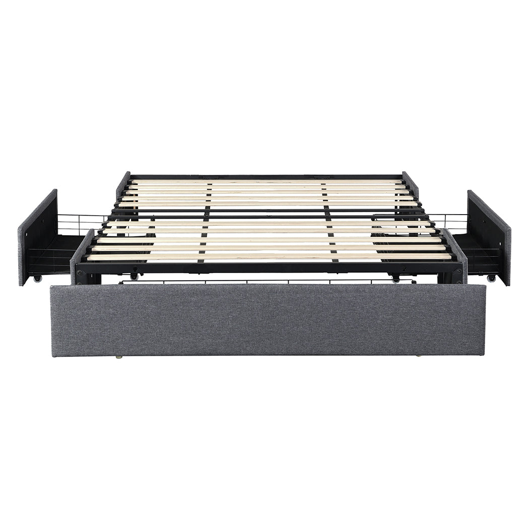 Levede Bed Frame King Size Fabric Mattress Base 3 Storage Drawer DIY Headboard-2100034935728508929