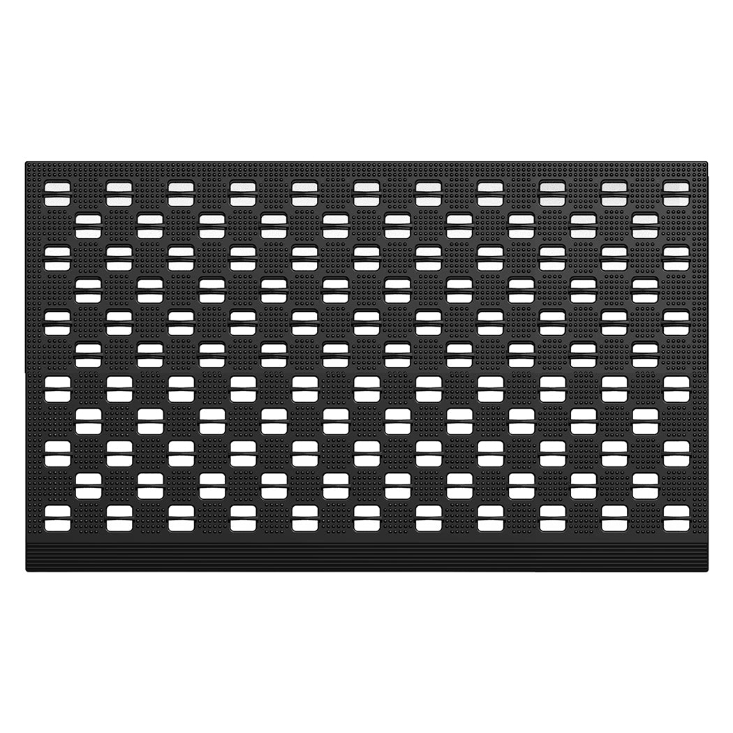 Marlow Front Door Mat 75x43cm TPE Raised Wave Drainage for Entrance Black-2109799592214859778