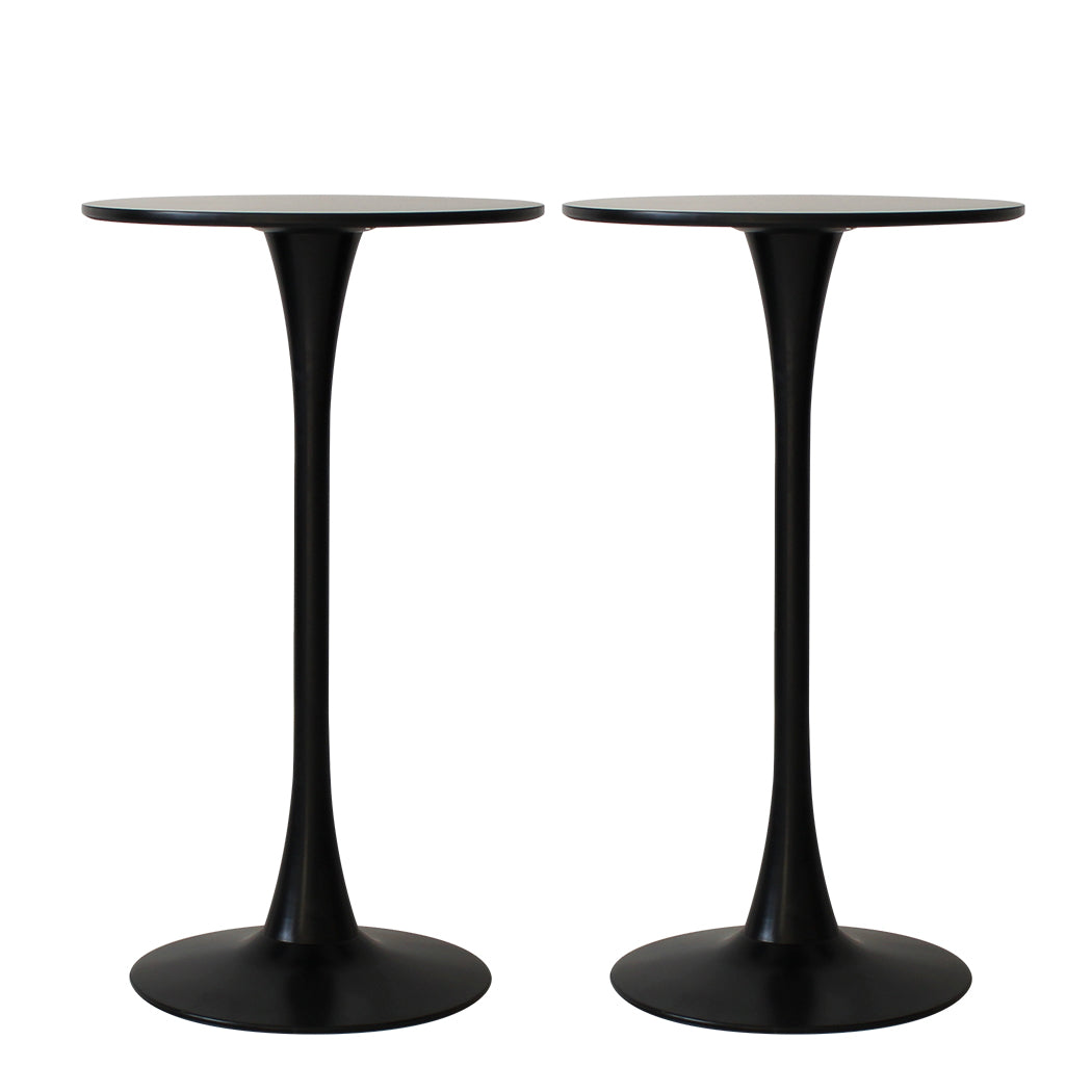 Levede 2x Round Bar Table Pub Tables Black-1864183286969012225