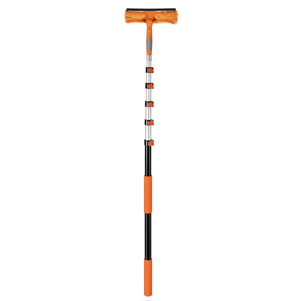 Traderight 7.2M Telescopic Window Cleaner 2-In-1 180°Rotating Squeegee Orange-2109799593892581378