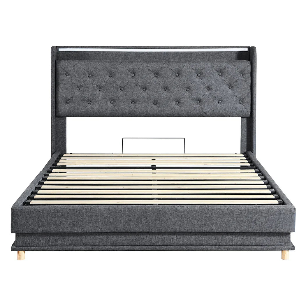 Levede Double Bed Frame Gas Lift LED Light-2006732862769991681