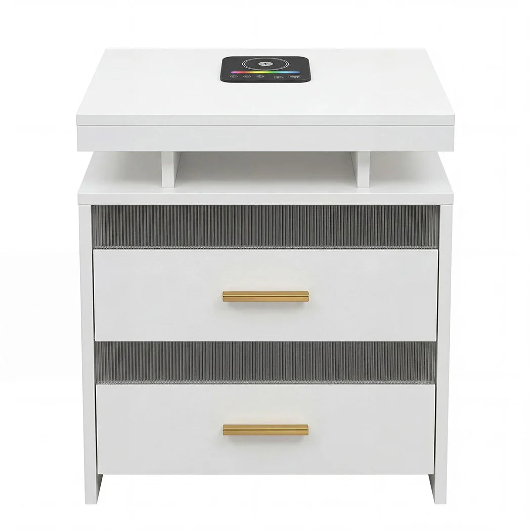 Levede Smart Bedside Table RGB Motion Sensor Charging Nightstand Bedroom Modern-2050056780293214209