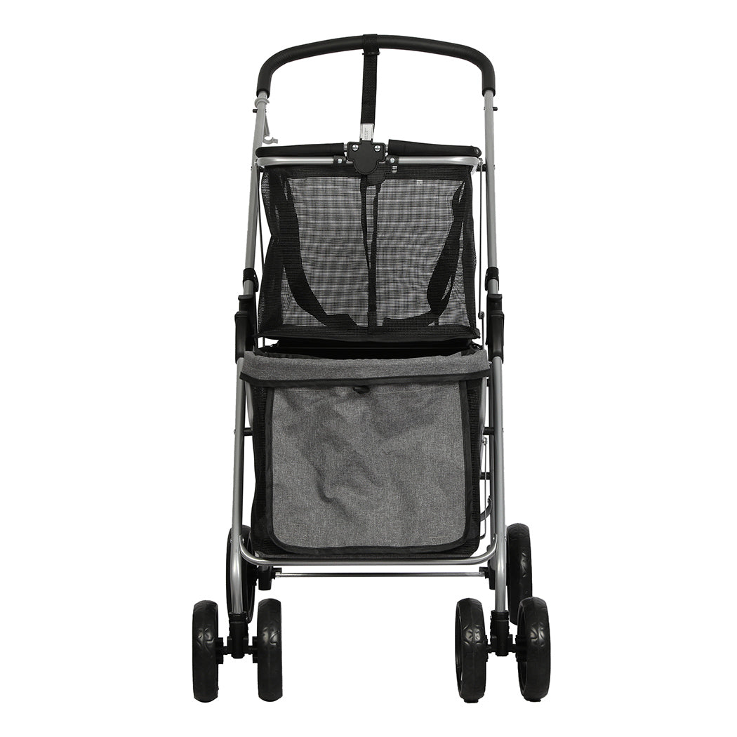 PaWz Pet Stroller 2-Tier Dog Cat Carrier Foldable-1864184625967009793