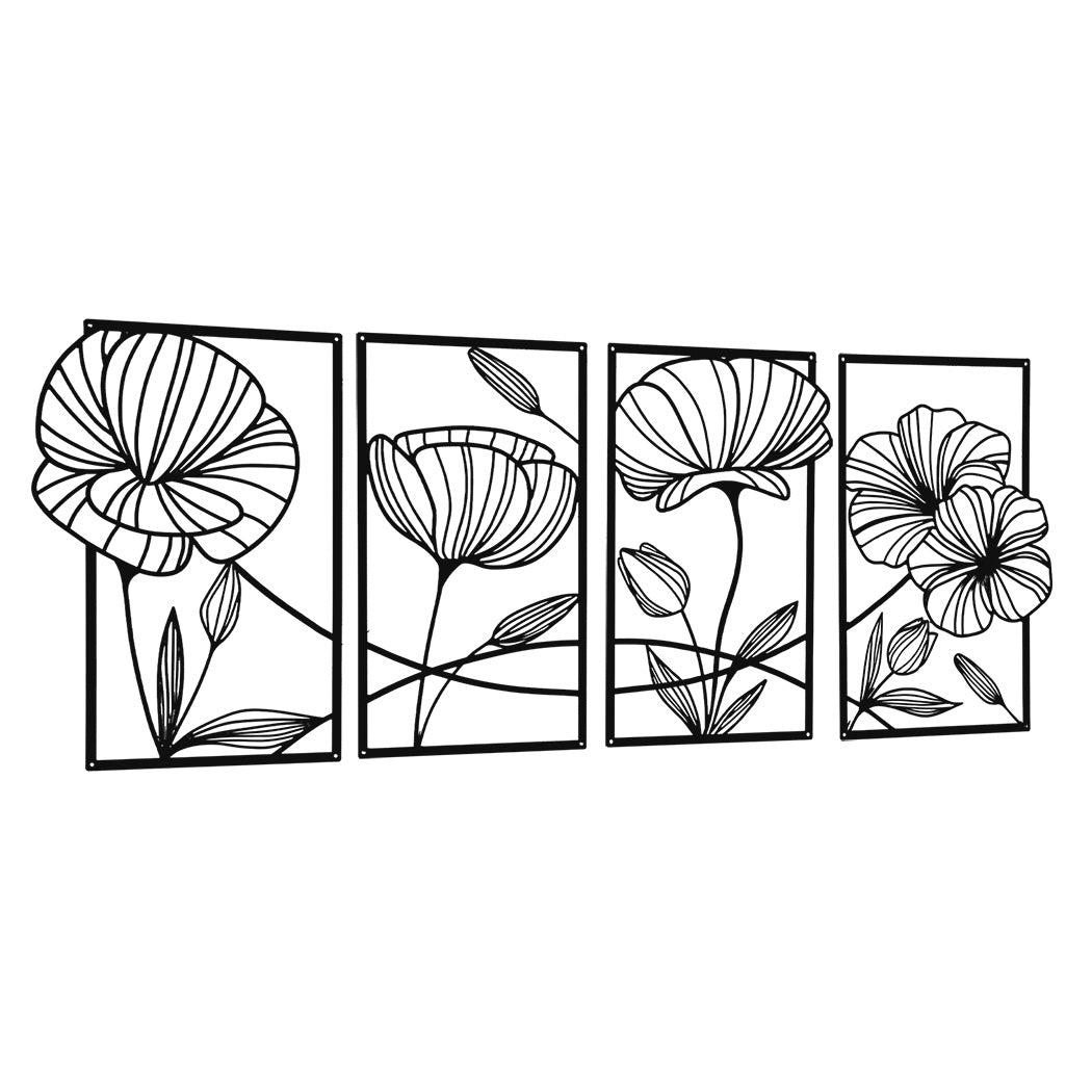 Yezi Metal Wall Art 4Pcs Floral Minimalist Line Decor-1910149776071069697