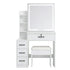 Levede Dressing Table Vanity Stool Set Sliding LED Mirror Makeup Storage Shelves White-2072893560474177537