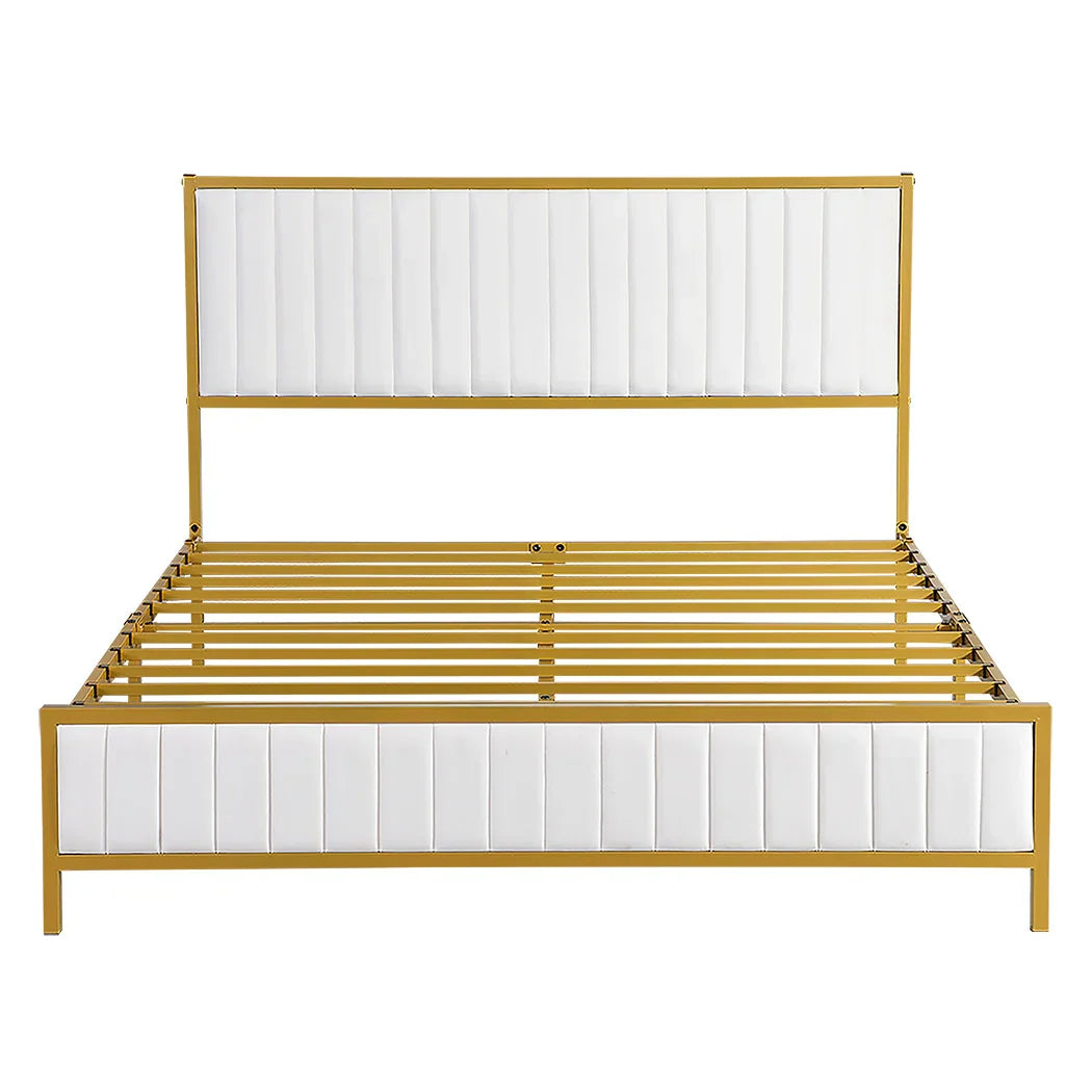 Levede Metal Bed Frame Under Bed Storage Queen Beige-2006732902183866369