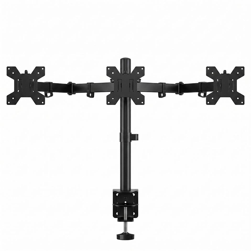 Levede Triple Monitor Arm Stand 10-27" Screens Desk Mount Adjustable Arms Black-2109799600502804482