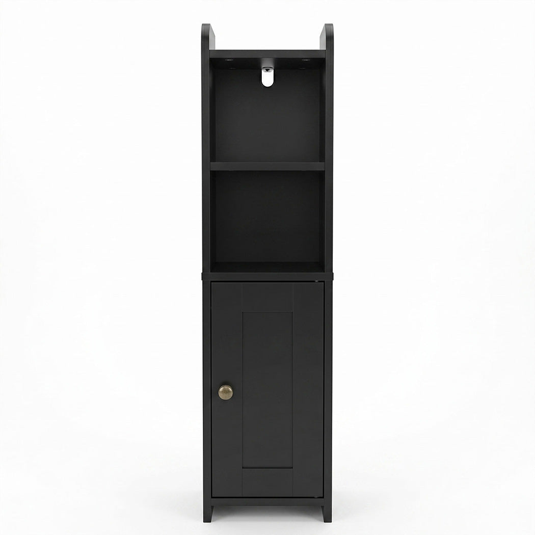Levede Bathroom Cabinet Storage Slim Organiser Paper Holder Corner 78.5cm Black-2061251856520318977