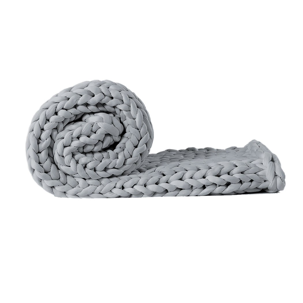 Dreamz Knitted Weighted Blanket Chunky Grey Kids-1864183217049964545