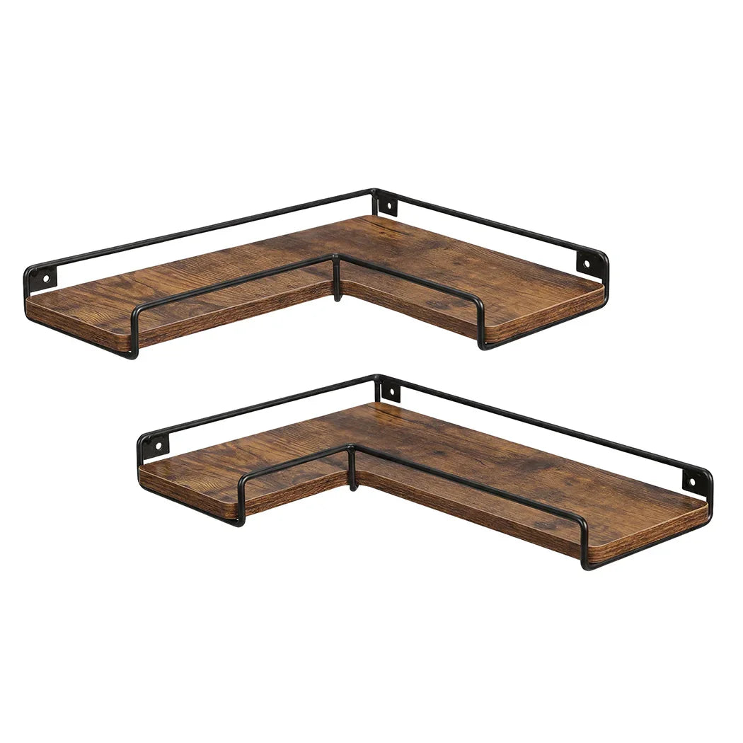 Levede Floating Shelf DIY Corner Wall Shelf 2Pcs Storage Display Rack Bedroom-2050059024665284609