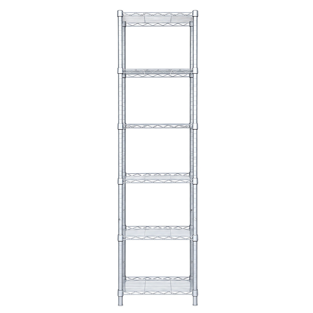 Levede Shelving Unit Adjustable Rack 6 Tier 161cm Carbon Steel  Laundry Silver-2109799590394531842