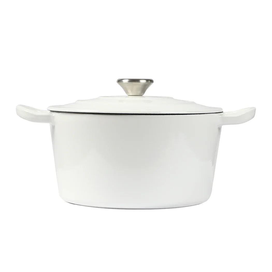 TOQUE 4L Enamel Dutch Oven Pot in White Colour-2018816786526507009