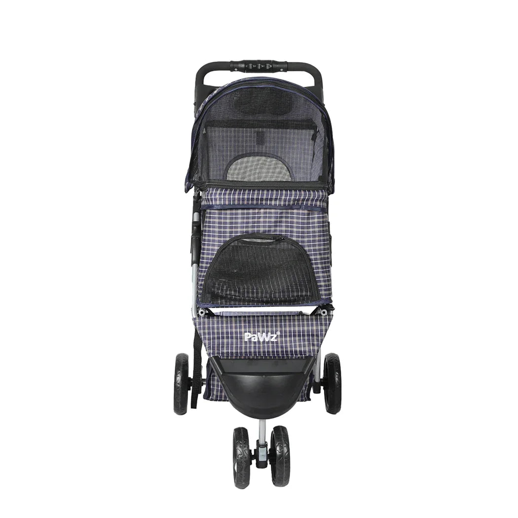 PaWz Large Pet Stroller Dog Cat Carrier Plaid-2006733030680563713
