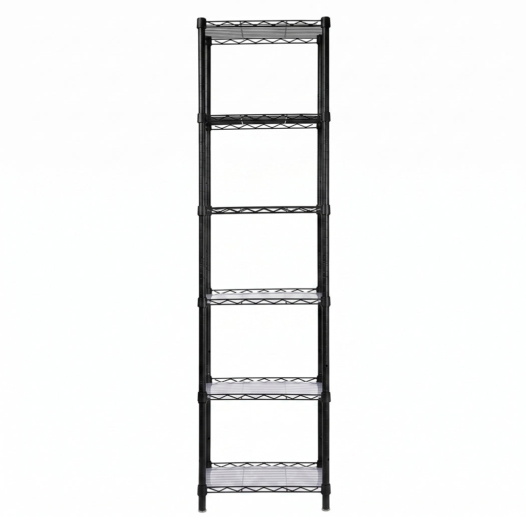 Levede Storage Shelves 6 Tier Carbon Steel Wire Rack Shelving Unit Kitchen Black-2109799590298062850