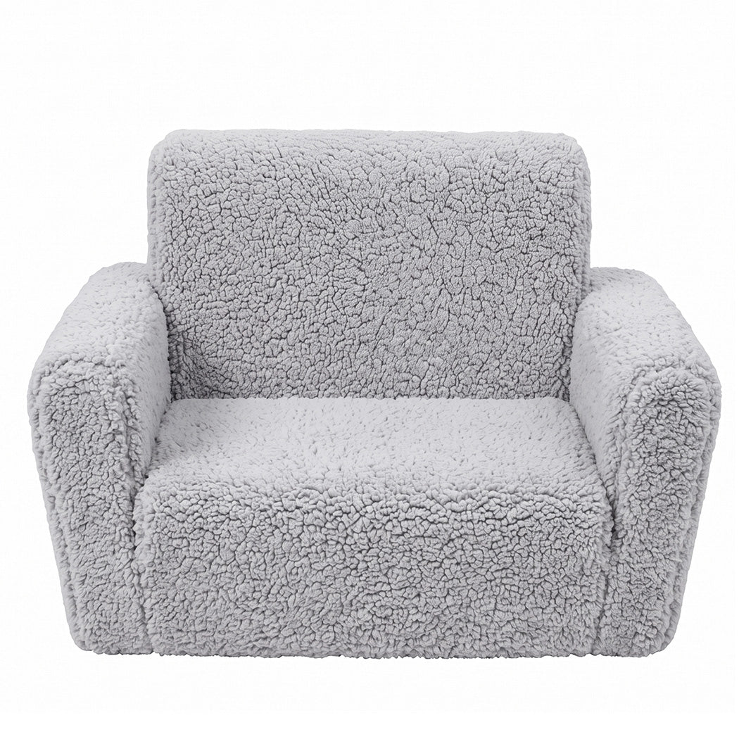 BoPeep Kids Sofa Fold Out Couch 2 In 1 Plush Toddler Lounger for Playroom Grey-2109799595259924482
