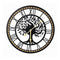 Yezi Wall Clock 40cm Vintage Tree Design Silent Quartz Iron Wood Black-2100034941327904769