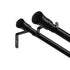 Marlow Black Double Curtain Rod Steel Pole Pommel Set Extendable Adjustable-1894516738750550017