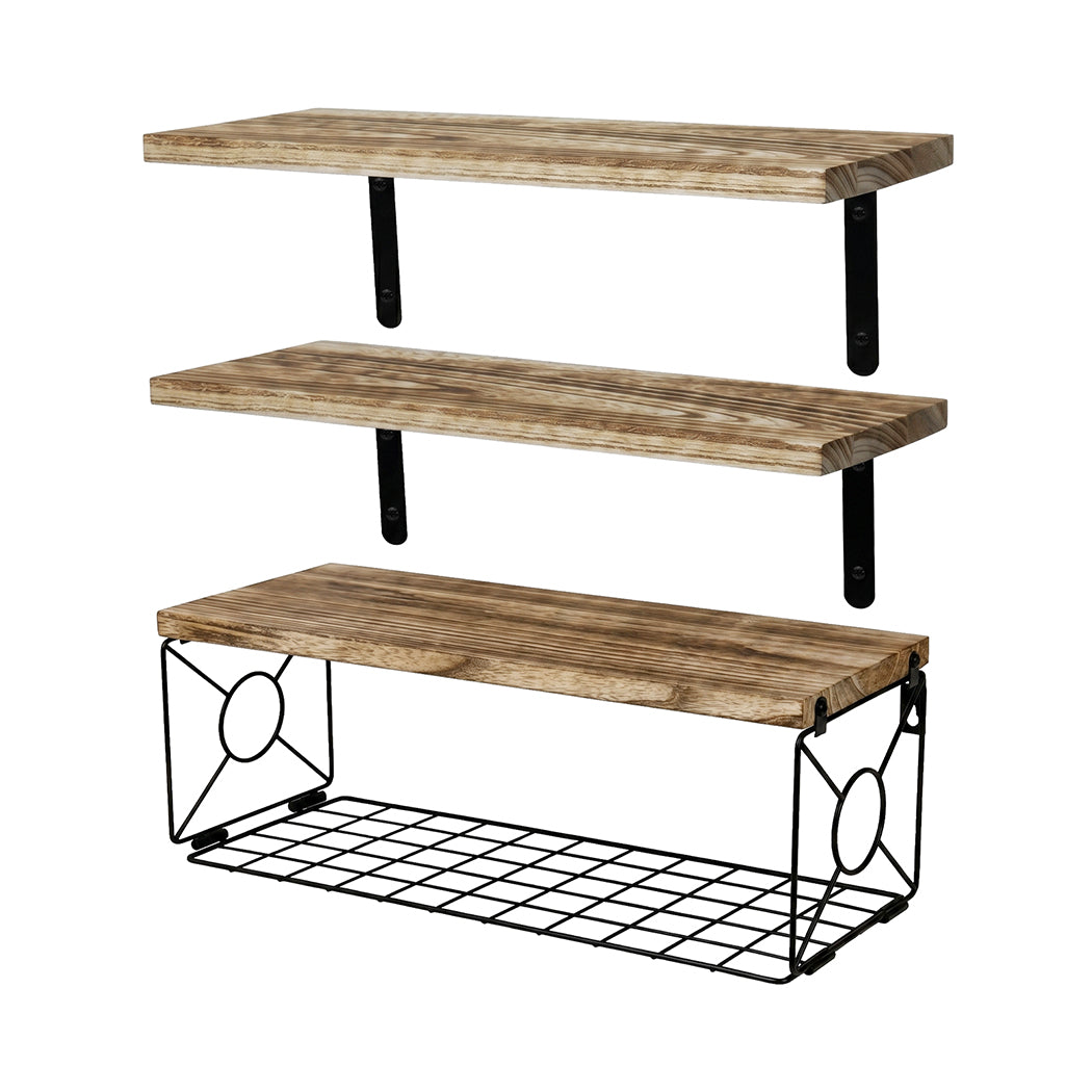 Levede Floating Wall Shelf 3 Pcs DIY Wall Mount Shelves Book Display Rack Basket-2061251867652001793