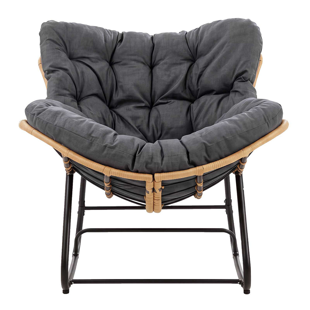 Levede Rocking Chair with Thick Cushion PE Rattan Silent Strip Indoor Patio Grey-2100034939763429377