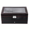 Watch Box 6 Slot Watch Case Jewellry Box PU Leather with Drawer Black-2100034976140627969