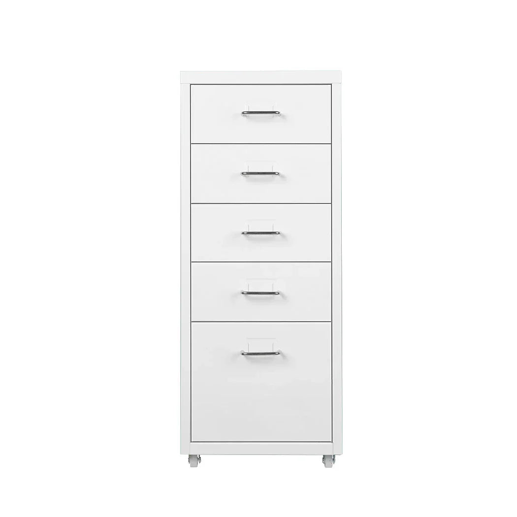 Levede 5 Drawer Office Cabinet Drawers White-2006733174390001665