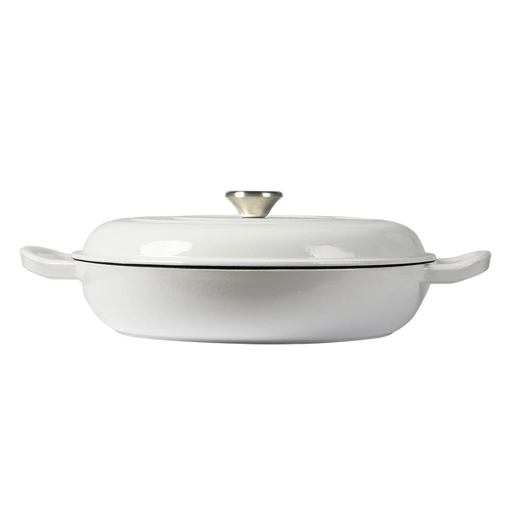 TOQUE 3.5L Enamel Dutch Oven Pan in White Colour-1864184348887093249