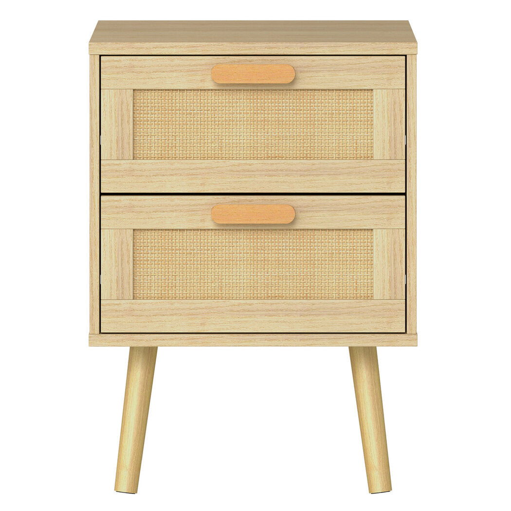 Levede 2x Bedside Tables Set Wooden Side Table Nigntstand Bedroom Rattan Drawers-2027211049656258561