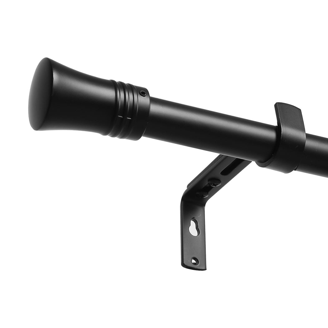 Marlow Black Curtain Rod Steel Quiet Rail Pole Pommel Set Extendable-1894516738410811393