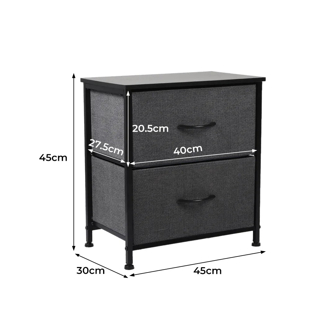 Levede Storage Cabinet Chest of 2 Drawers Dark Grey-2018816789273776130