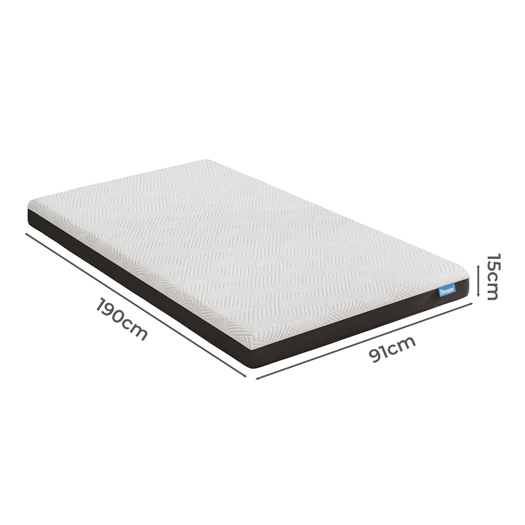 Dreamz Single Mattress Gel Memory Foam Cooling Breathable 15cm Medium Firm-2006732829538521090