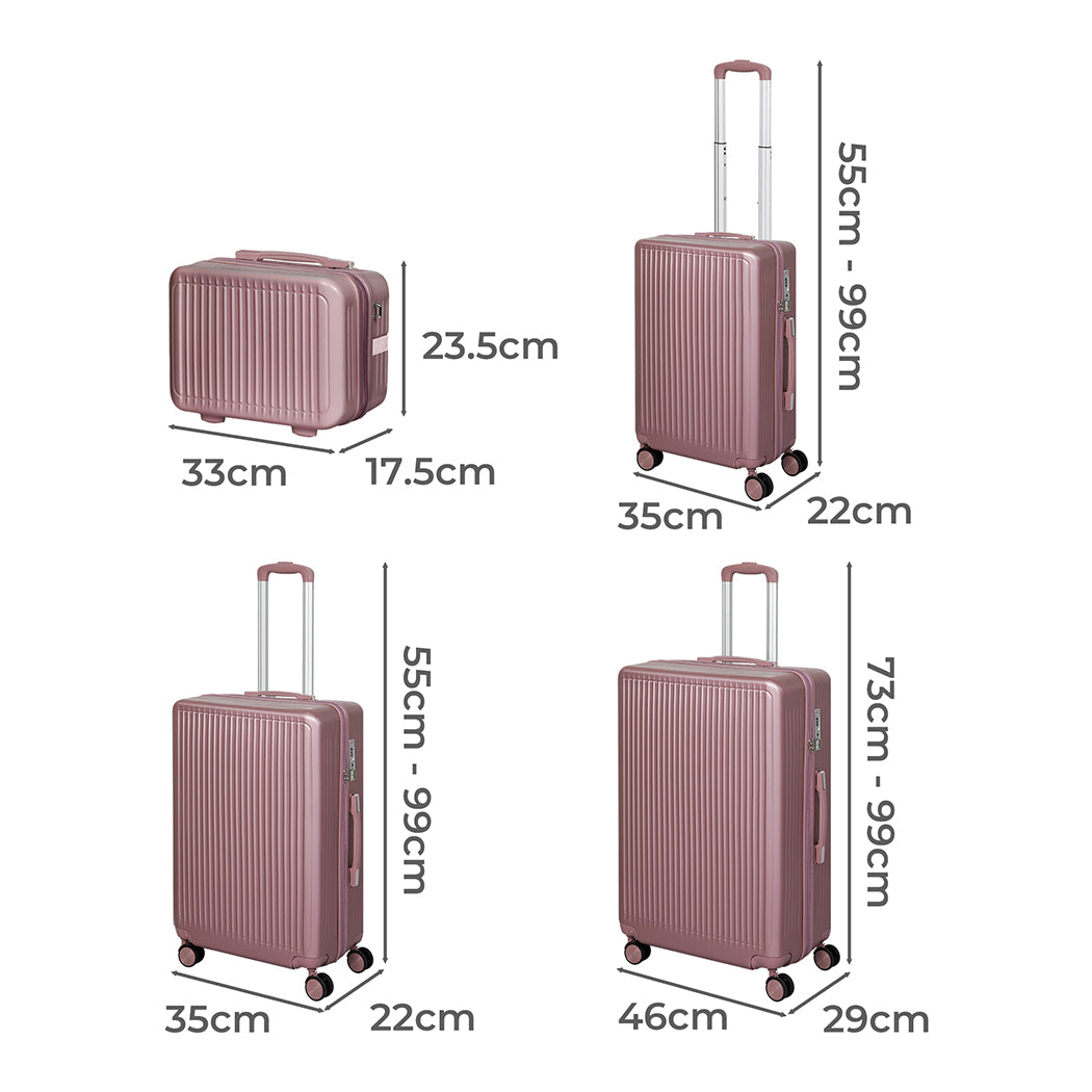 Slimbridge Luggage Suitcase Trolley Rose gold 4pc 14"+20"+24"+28"-2006733068051812354