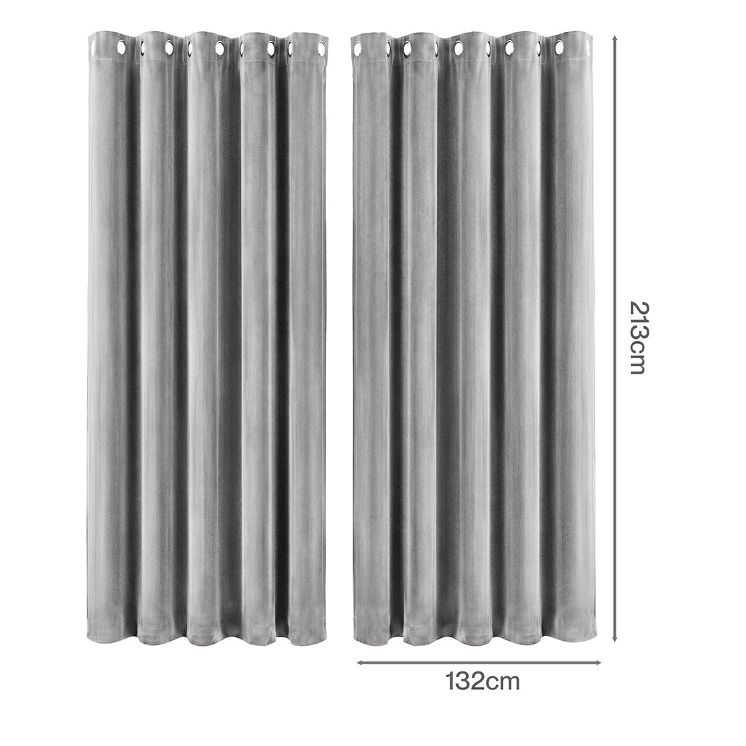 Marlow Blackout Curtains 2-Panel Velvet Room Darkening Eyelet Curtains 132x213cm-2072893567621271554