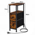 Levede Bedside Table Narrow Side Table with LED Charging Station Brown-2100034980666281986