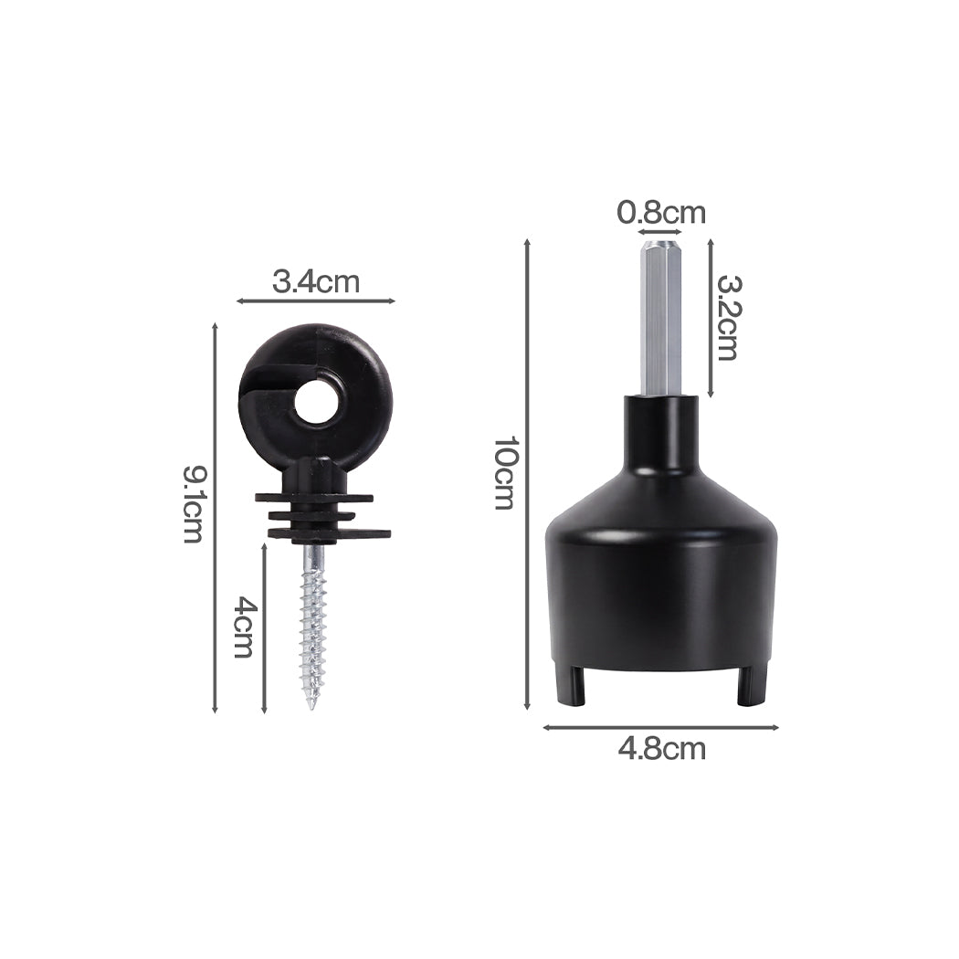 Traderight Electric Fence Insulators 120pc Ring Insulators PP+PE Black-2072893582175506434