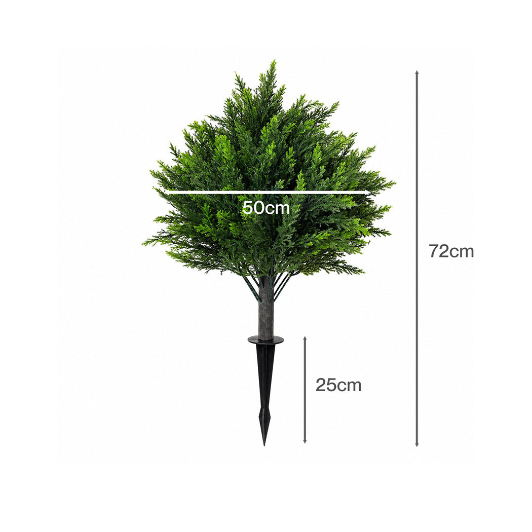 Lambu Artificial Cedar Topiary Balls Set of 2 Ground Spike Patio Garden Green-2109799601123561475