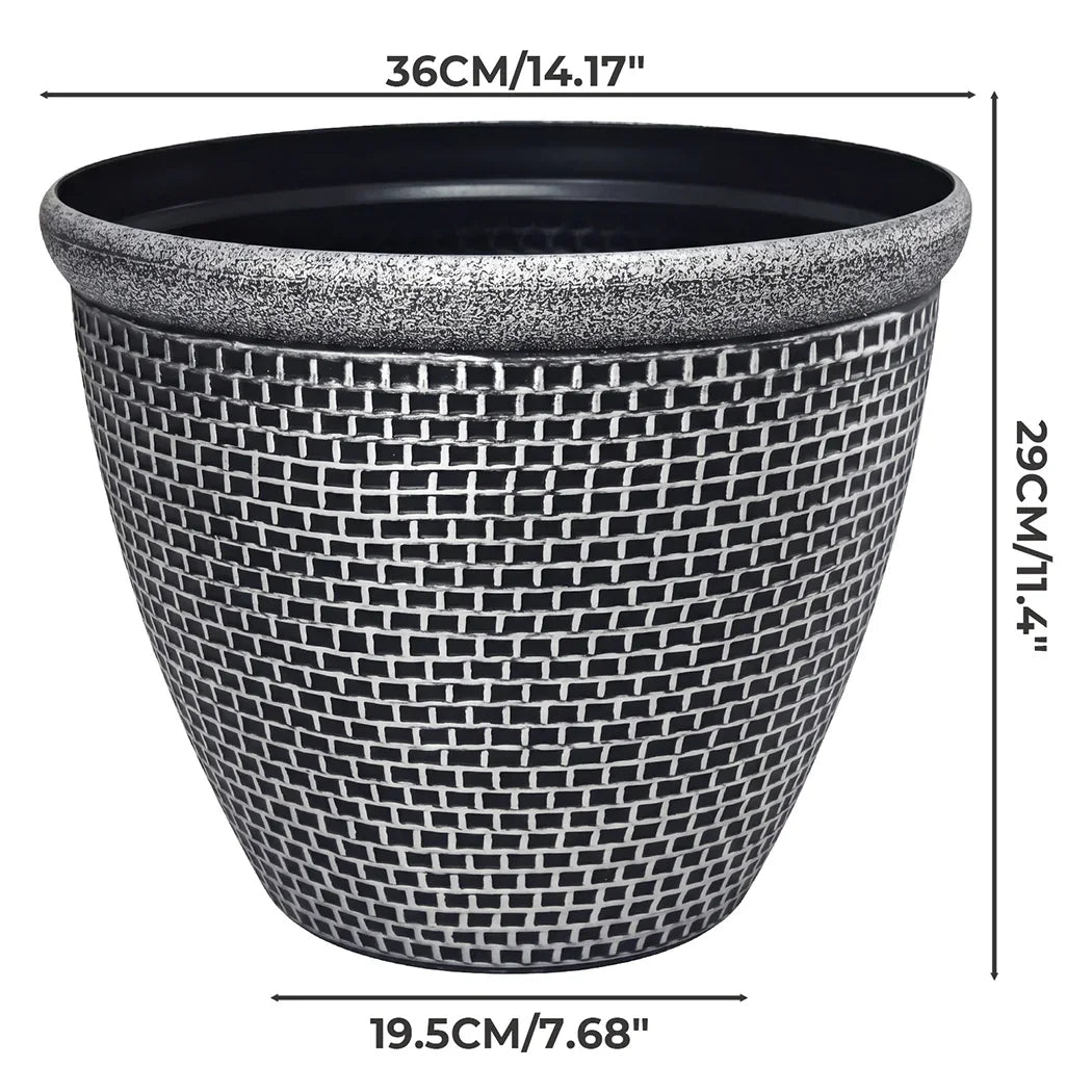 Toque Plastic Plant Pots 36cm Outdoor Garden Planter 2 Pcs With Drainage Holes-2050059017677574146
