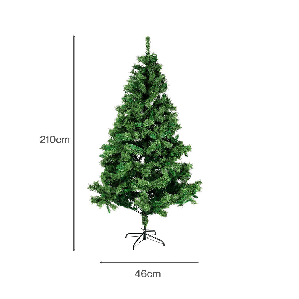 Santaco Christmas Tree 2.1m Slim PVC Xmas Tree with 797 Tips Green-2100035037754953730