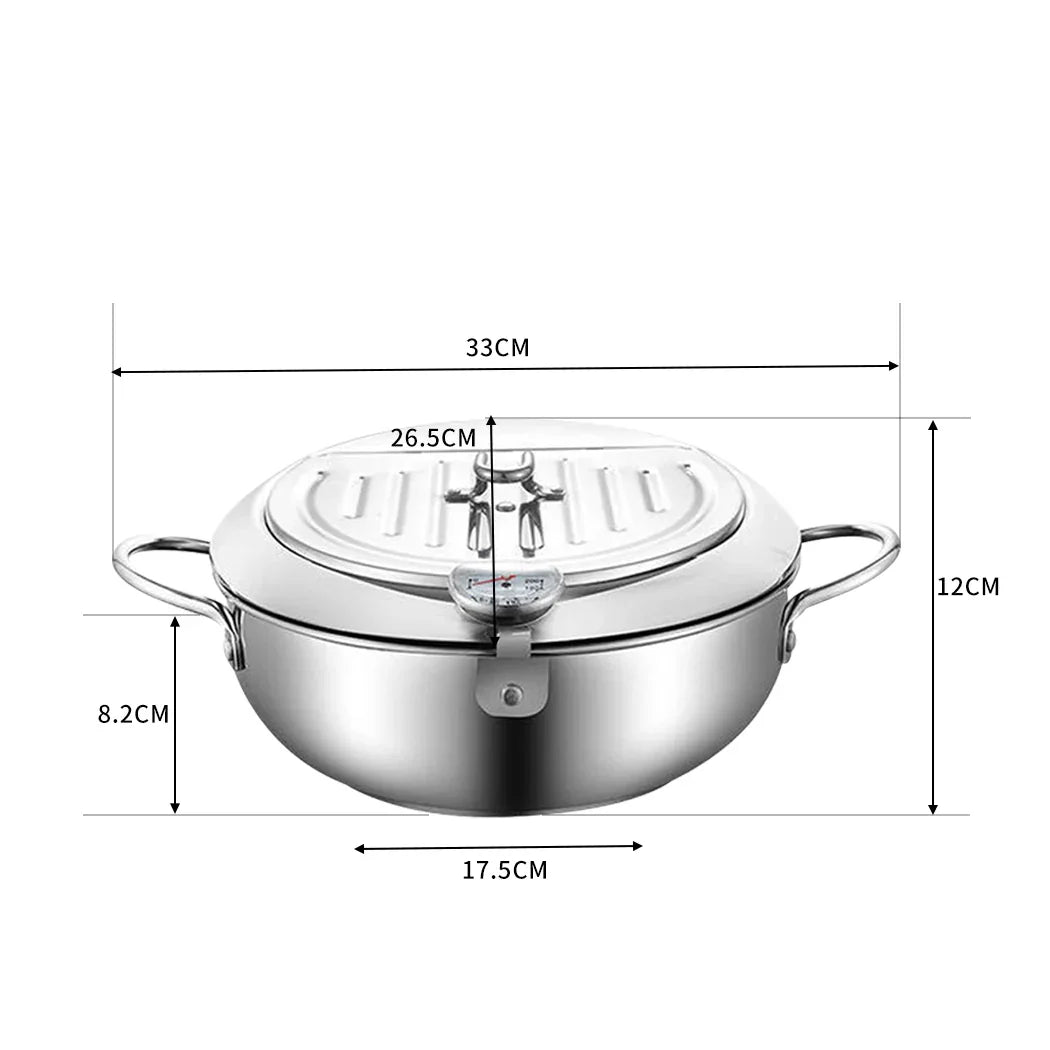 TOQUE 24cm Japanese Deep Frying Pan Silver-2029387268027977730