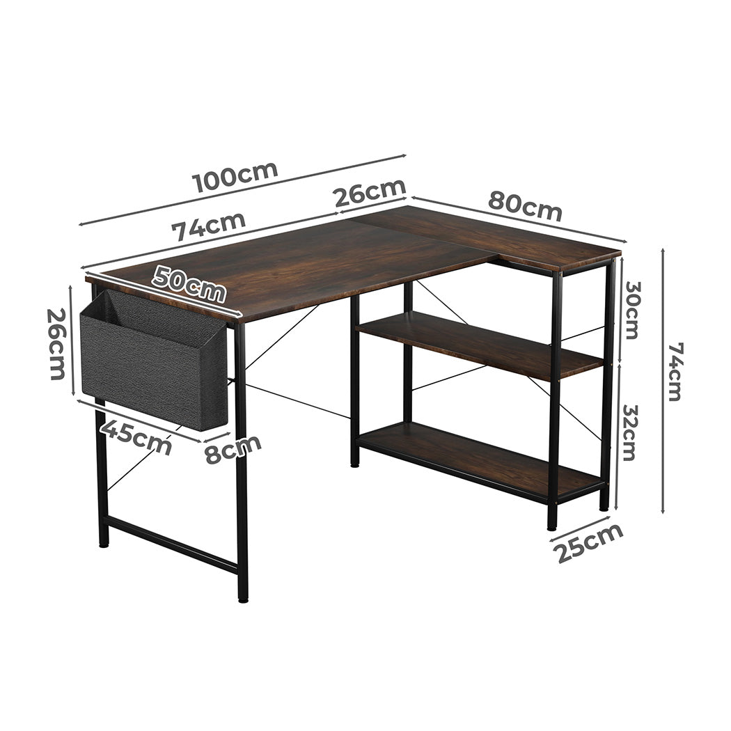 Levede L Shaped Computer Desk Corner Desk Brown