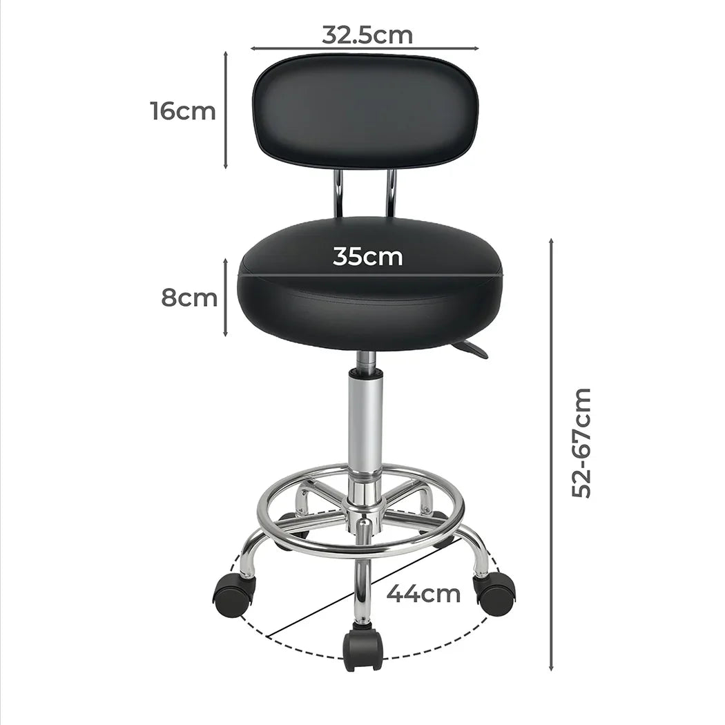 Levede Swivel Office Chair Round Rolling Stools PU Leather Height Adjustable-2050056760236052482