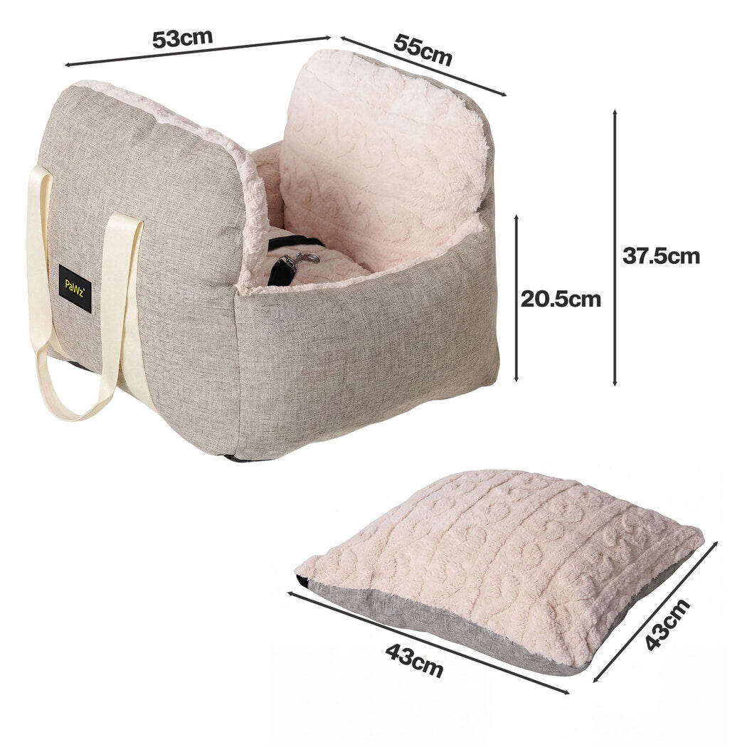 PaWz Dog Car Seat  Booster Car Seat With Safety Tether Linen-Look Beige-2100034988585127938