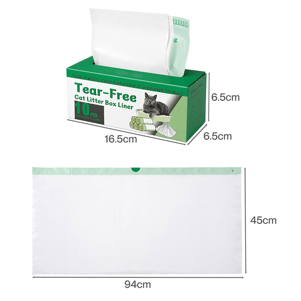 Pawz Cat Litter Bags 30 Pcs 94 x 45cm Drawstring 10kg HDPE White Green-2100034990661308418