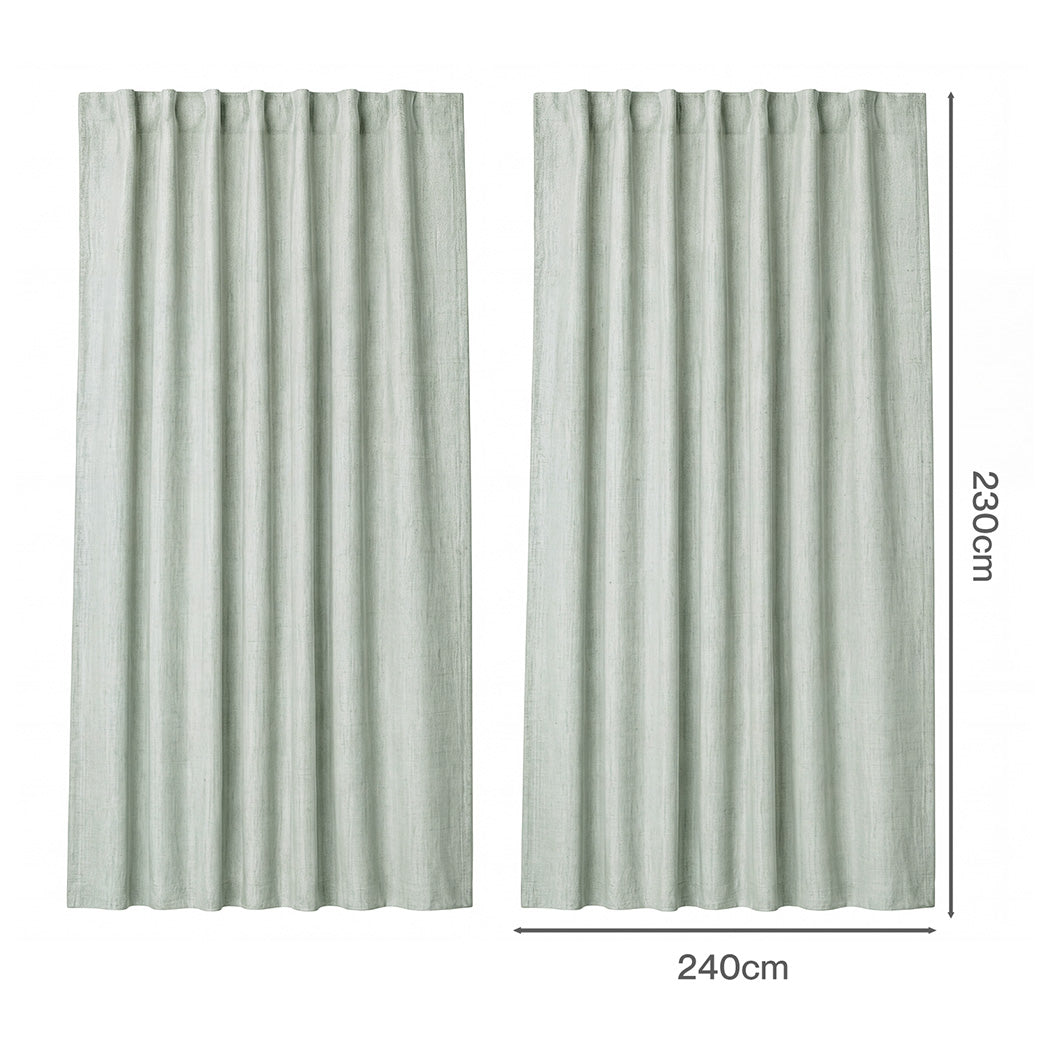 Marlow 2 Panels Blackout Curtains Linen Look Curtain Draperies Window Green-2072893564932722690