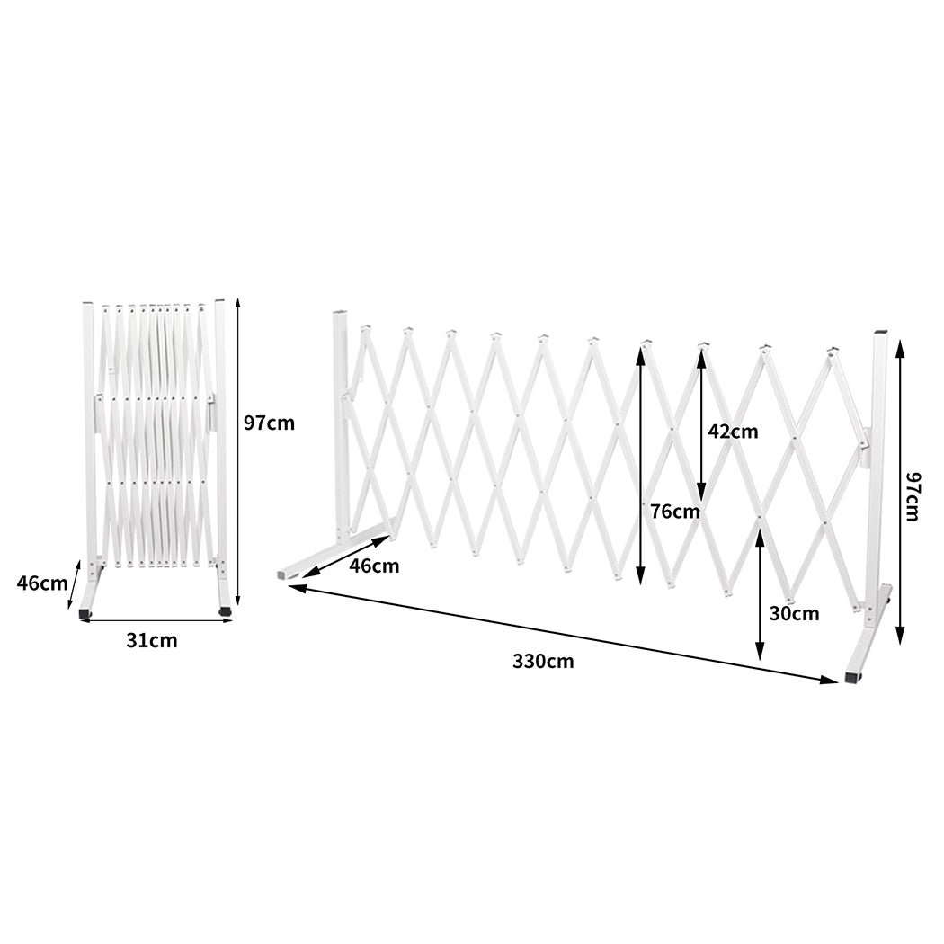 Garden Security Fence Gate Expandable White-2029387279511982082
