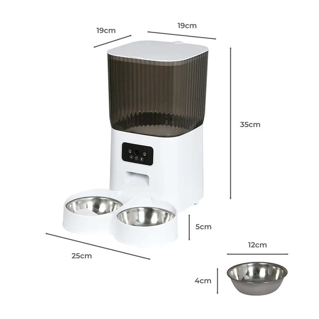 PaWz 5L Auto Pet Feeder Automatic Camera Wi-Fi White-2006733005900615682