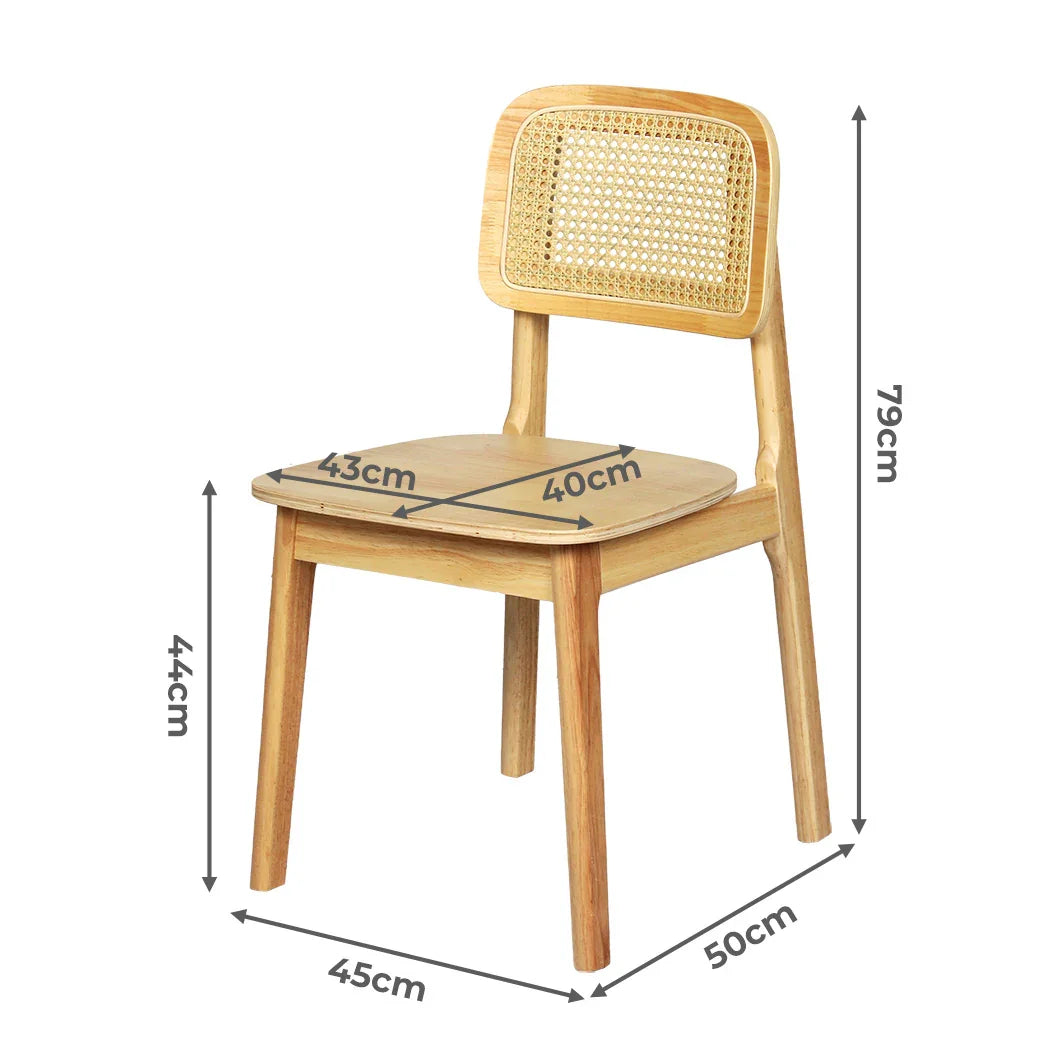 Levede 4x Rattan Dining Chair Wooden Kitchen Chair-2006733383874514946